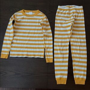 Hanna Andersson Yellow and White Striped Kids Pajama Set